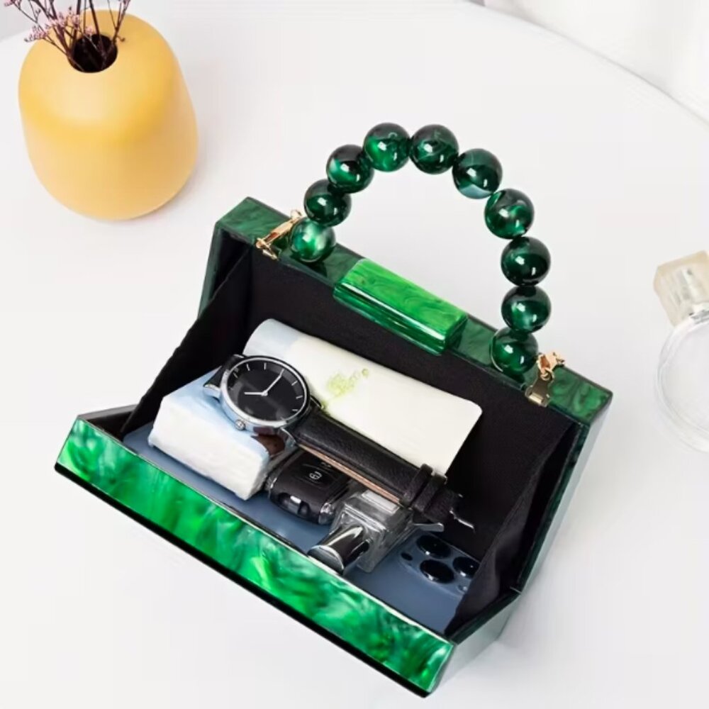 Elegant Acrylic Handbag/Crossbody (Green) - Picture 5 of 12